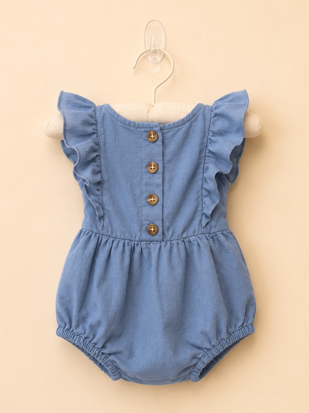 Blue Ruffle Baby Romper